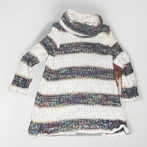 Studio JPR Size XL Chunky Knit Sweater Tunic Cowl Neck Striped Cozy Pullover